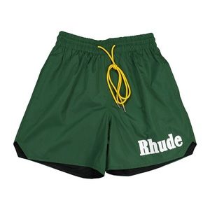 Rhude Beach Shorts Men Women Mesh Breeches Drawstring Green